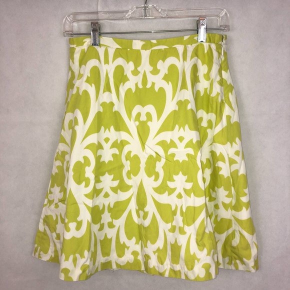 J. Crew Damasque Green/White Skirt Size 0 - Picture 2 of 3